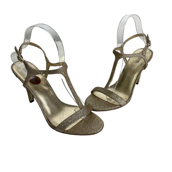 MICHAEL KORS women's ARDEN T STRAP SANDALS high heels Size 8 - Picture 2 of 8